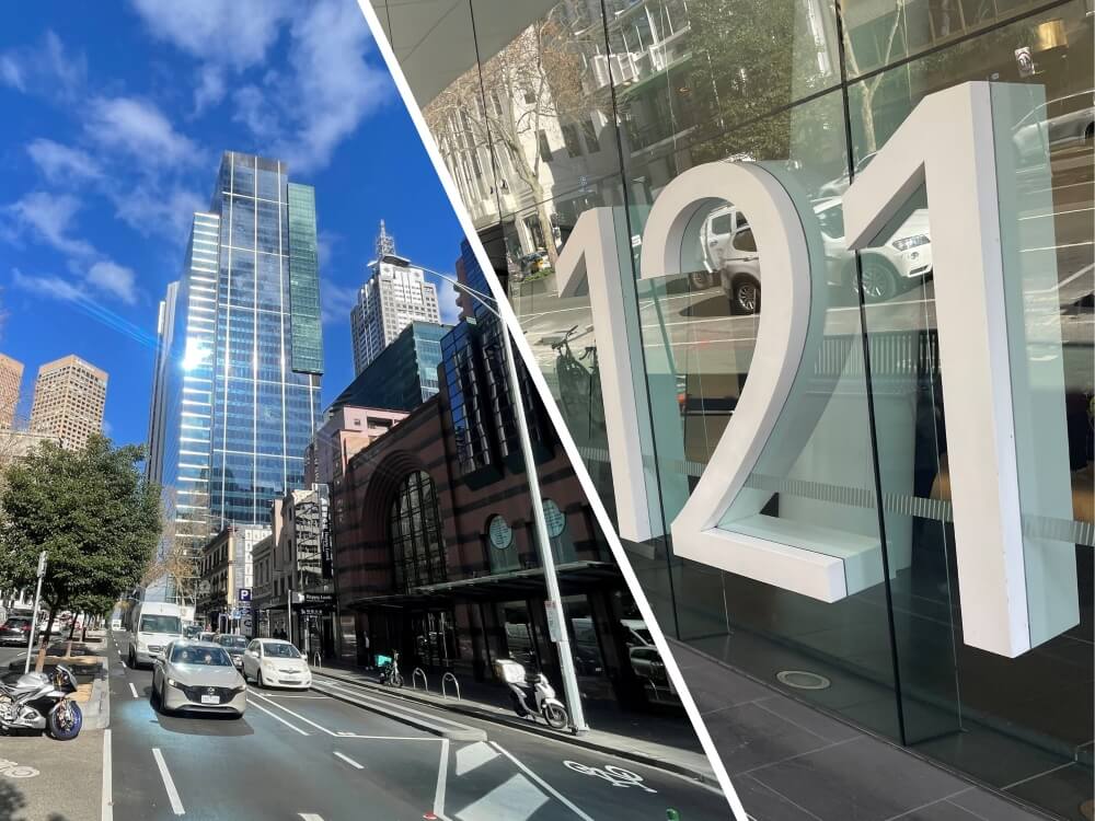Streetscape outside 121 Exhibition street, Melbourne