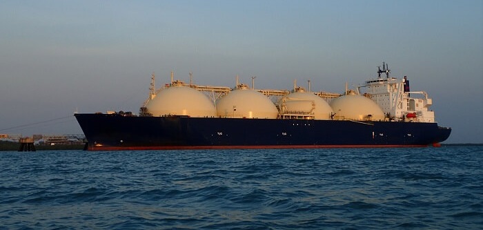 Gas ship docked, Australia stock photo