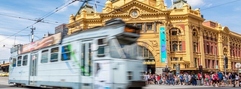 Victoria in Future - Flinders St Station and tram