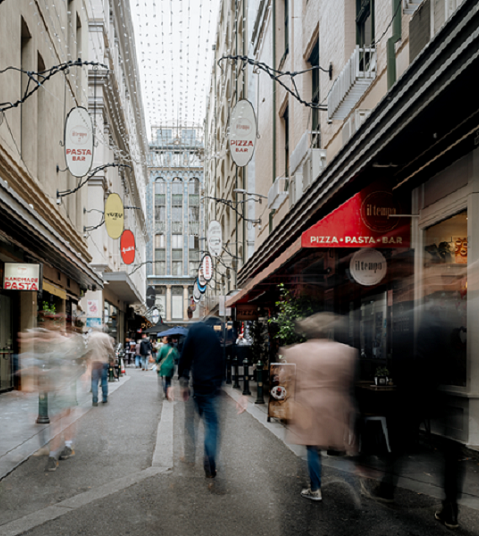 Photo of public walking through Melbourne laneway