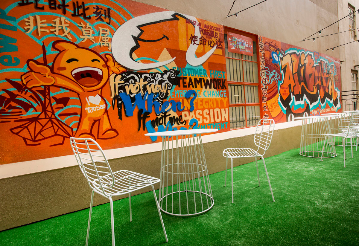 Graffiti wall in hang out space