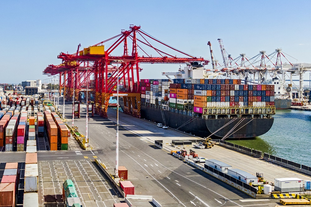 Photo of Elevated view container ship loadingunloading Port of Melbourne Swanson Dock